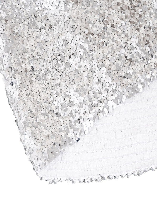 SUMERSHA Women's Sequin Tube Top Stretchy Sleeveless Crop Tops Metallic Sparkly Tube Tops for Halloween Party Clubwear (Silver) - Image 4